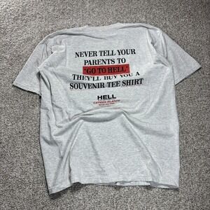 Vintage Hell Cayman Islands Shirt Mens Large Gray Graphic Souvenir 90s